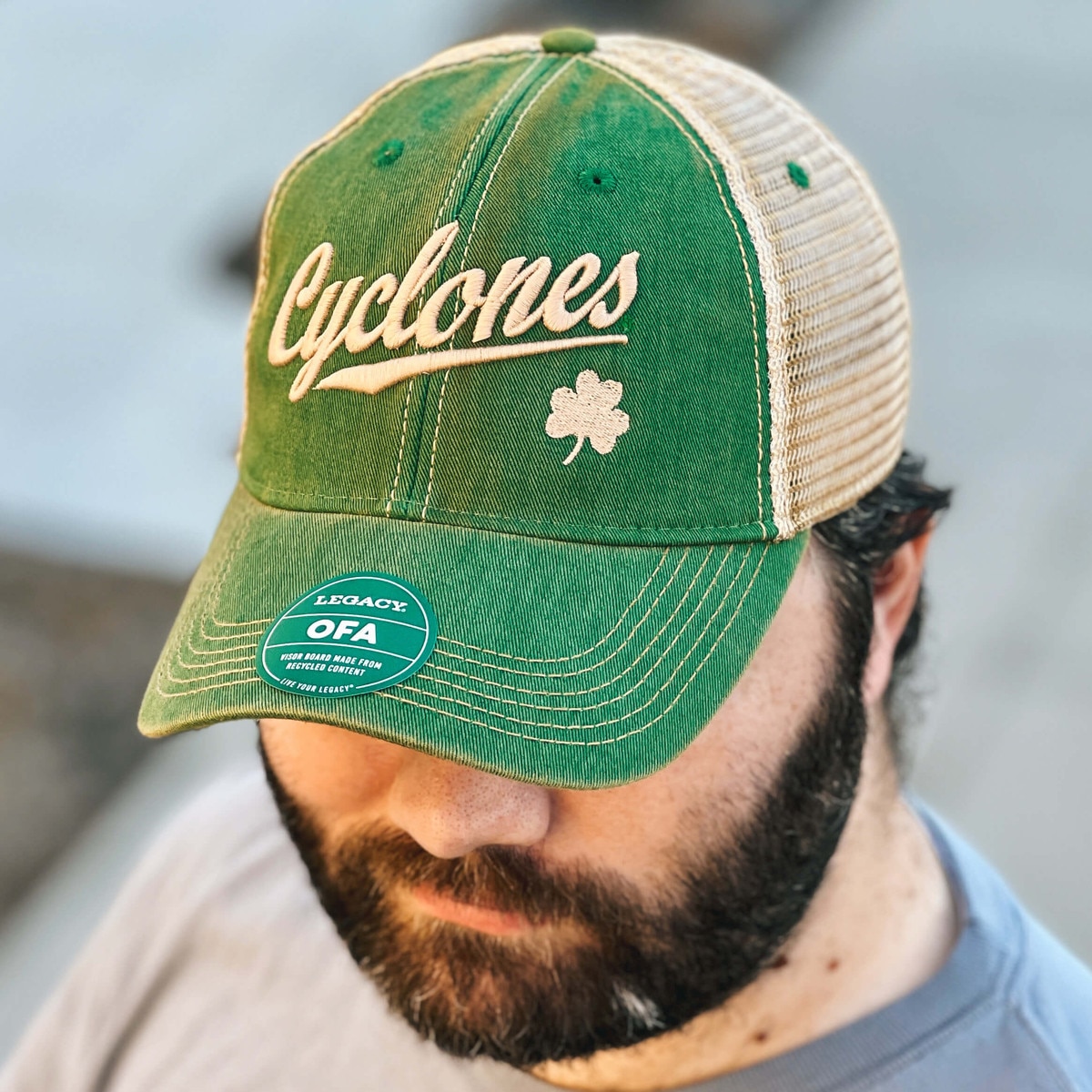 Legacy Cyclones Script Green Trucker Hat